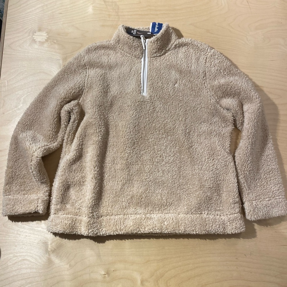 Nautica Jeans Beige Sherpa Zip-Up Sweater Large (DY)